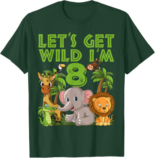 8 Year Old Zoo Birthday Safari Jungle Animal 8th B-day T-Shirt - T-Shirt | Forest