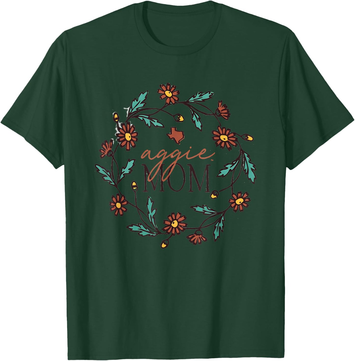 Aggie Mom Floral Circle T-Shirt - T-Shirt | Forest