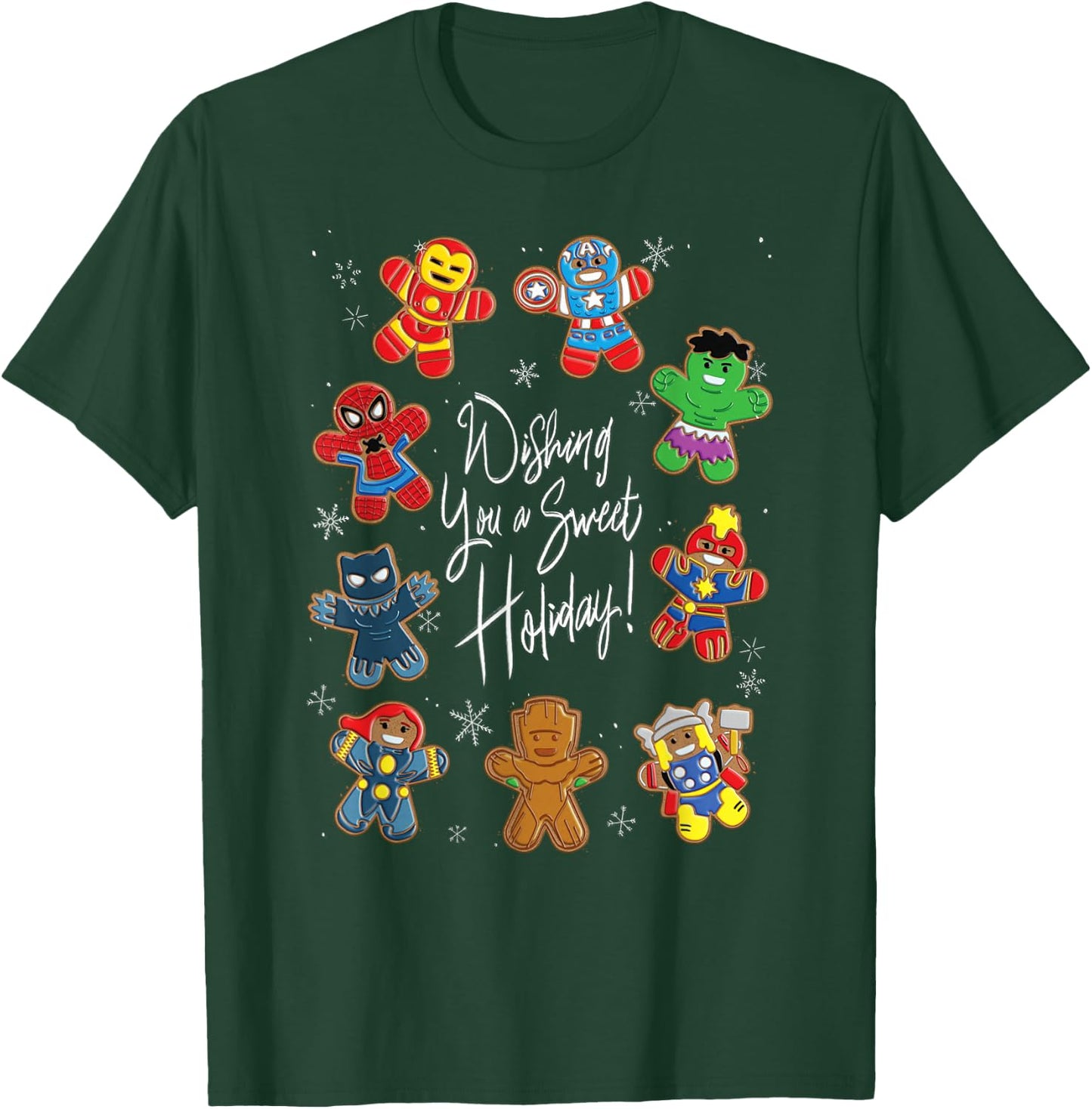 Marvel Avengers Christmas Gingerbread Wishing Sweet Holiday T-Shirt - T-Shirt | Forest