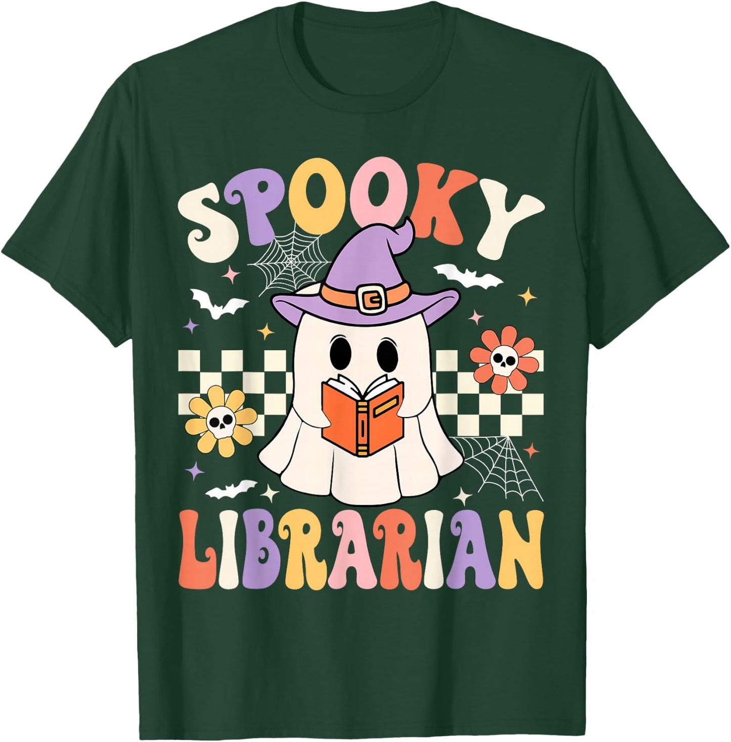 Groovy Spooky Librarian Halloween Library ghost Librarian T-Shirt - T-Shirt | Forest