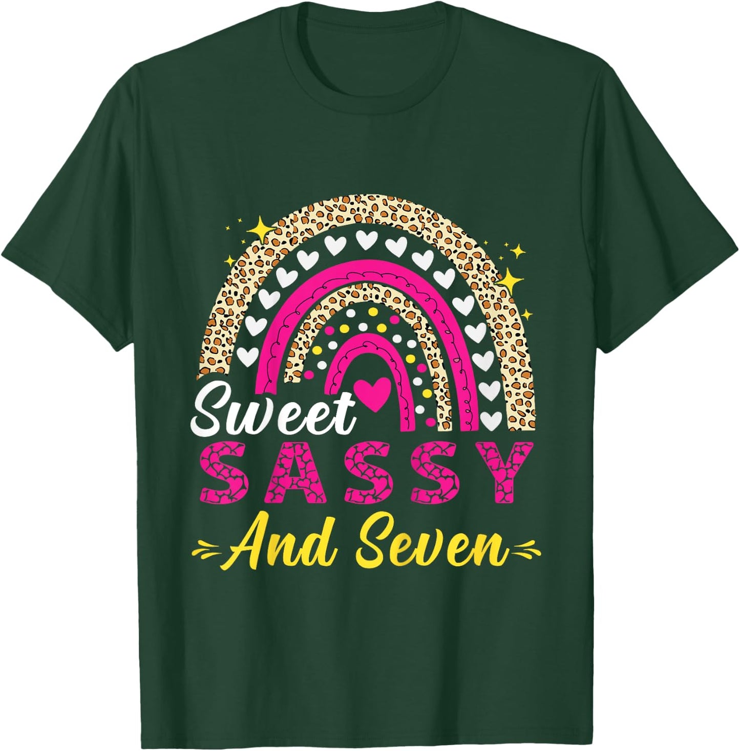 Happy 7th Birthday Sweet Sassy and Seven Girls 7 Years Old T-Shirt - T-Shirt | Forest