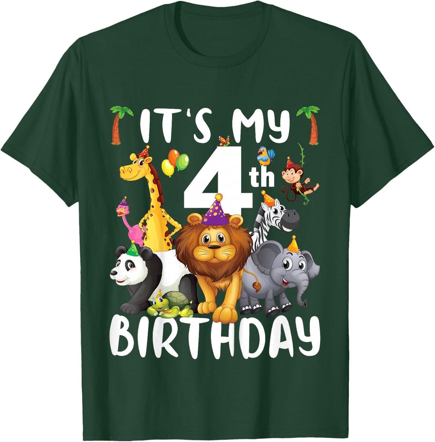 Its My 4th Birthday Zoo Shirt Safari Jungle Animals Lover T-Shirt - T-Shirt | Forest