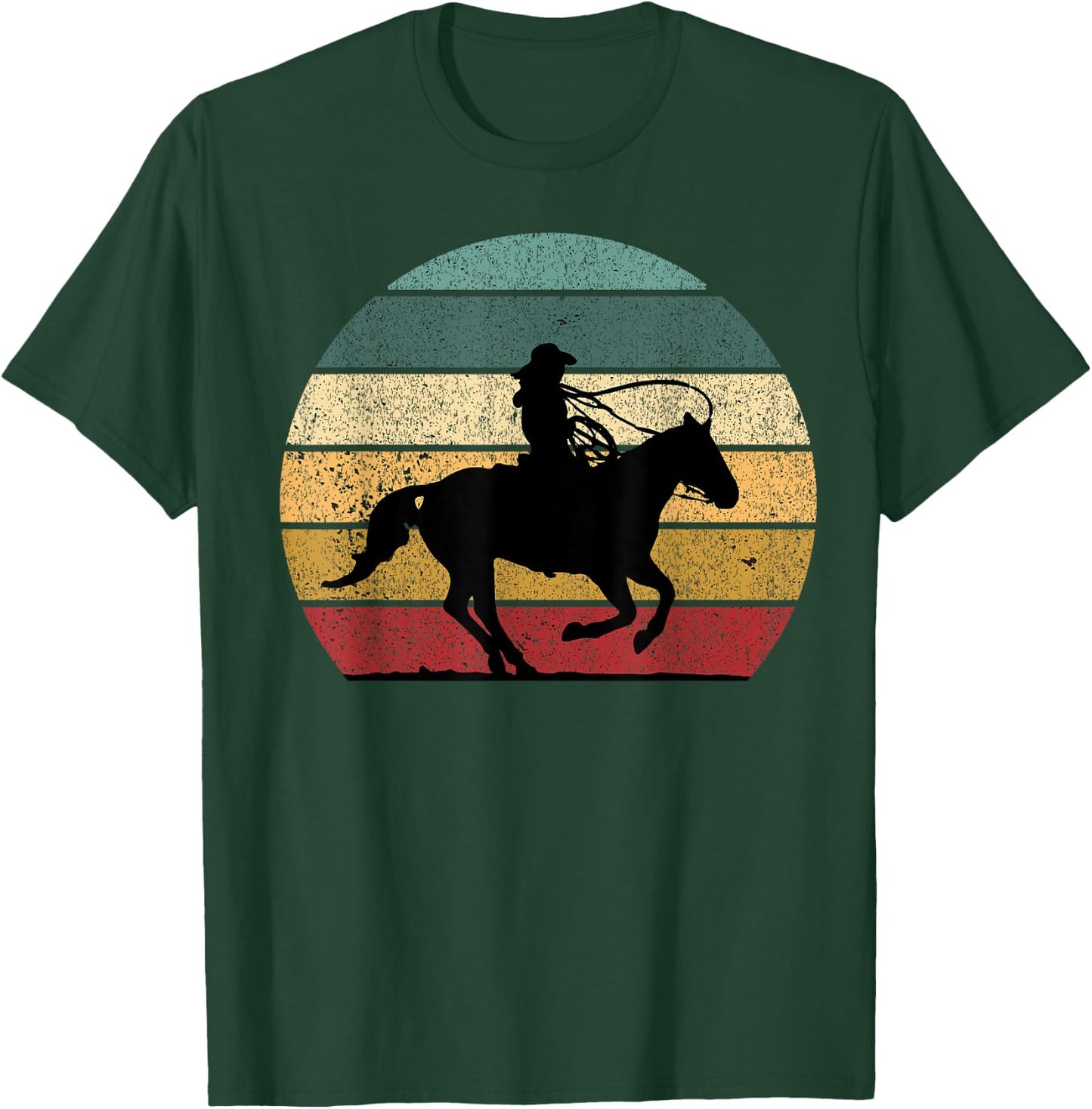 Girl Roping Horse Riding Cowgirl Vintage Texas Equestrian T-Shirt - T-Shirt | Forest