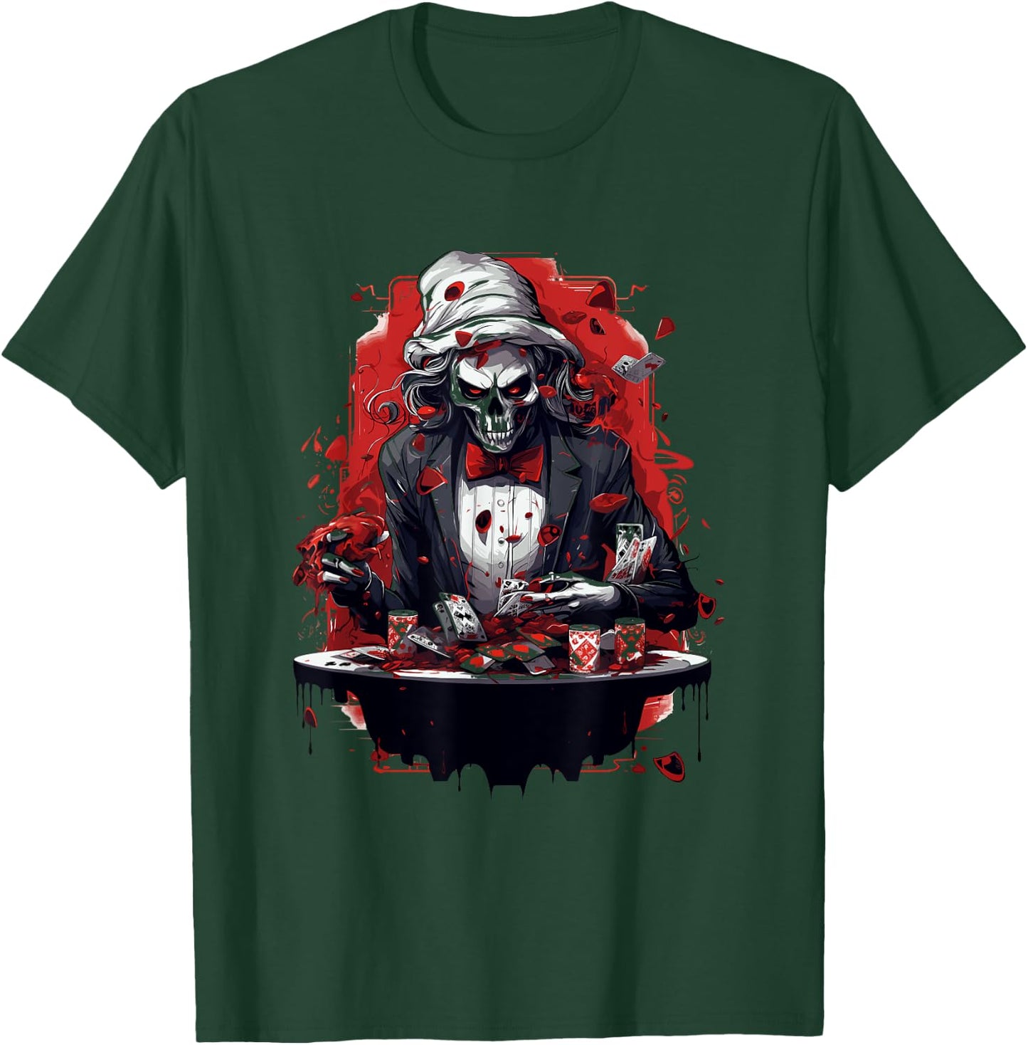 Funny Poker Skeleton Card Player Casino Gambler Poker T-Shirt - T-Shirt | Forest