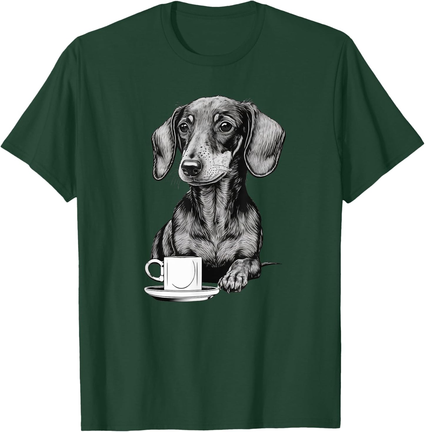 Dachshund Puppy Wiener with Coffee T-Shirt - T-Shirt | Forest