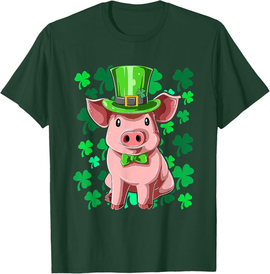 St Patrick's Day Pig Leprechaun Lucky Irish Pig Farmers T-Shirt - T-Shirt | Forest