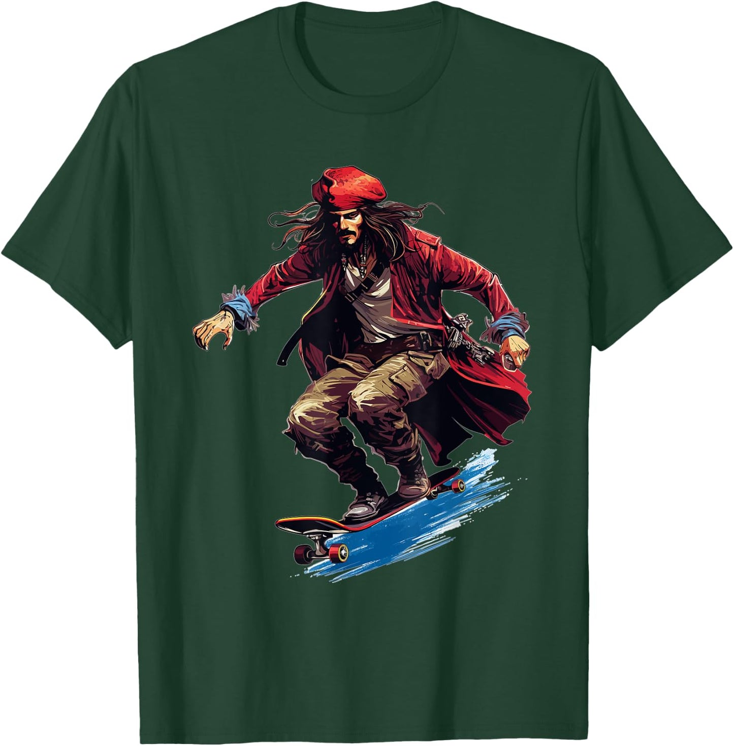 Pirate Skater - Skateboard Skateboarder Skateboarding T-Shirt - T-Shirt | Forest