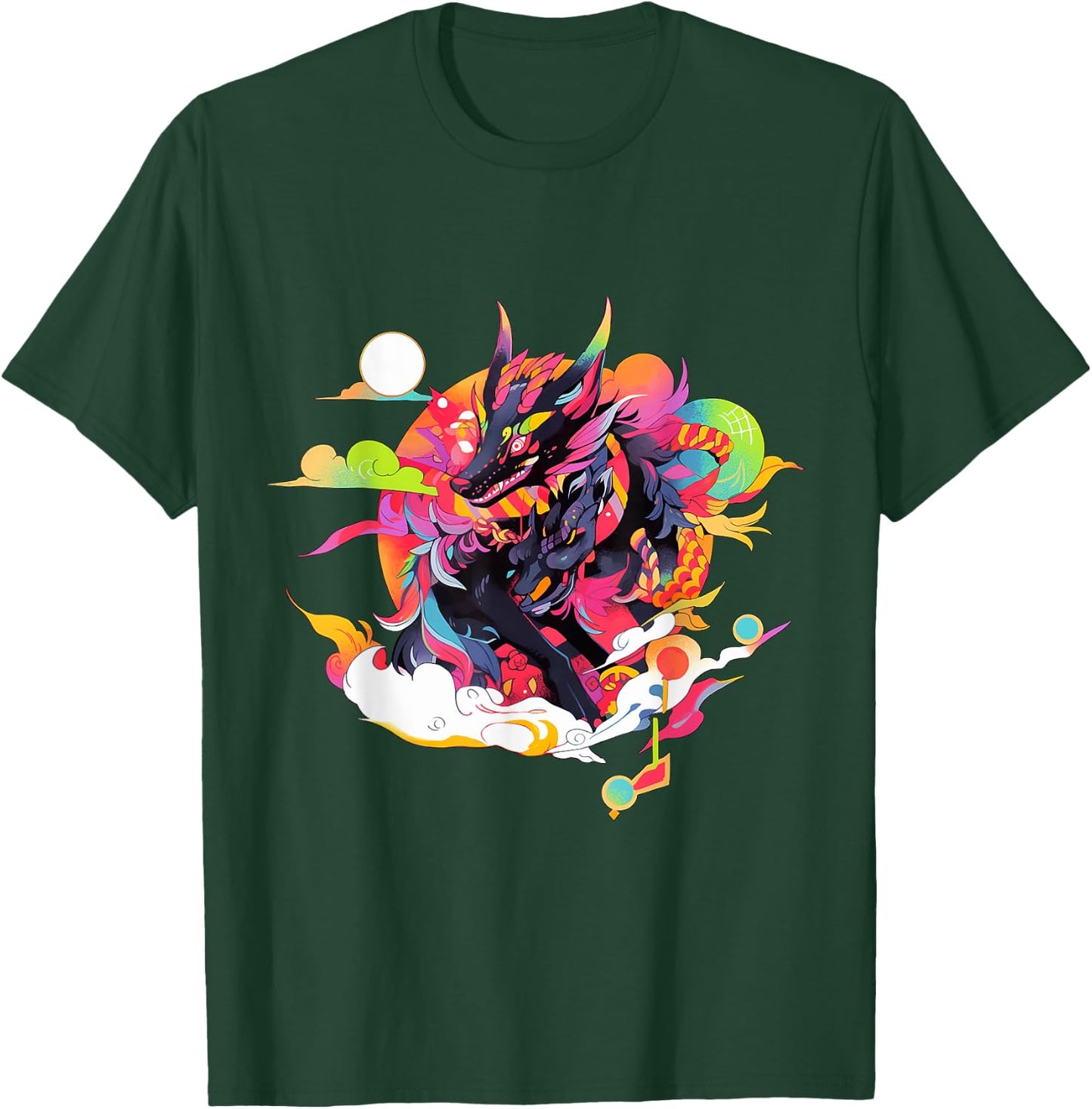 Japanese Inspired Retro Wolf T-Shirt - T-Shirt | Forest
