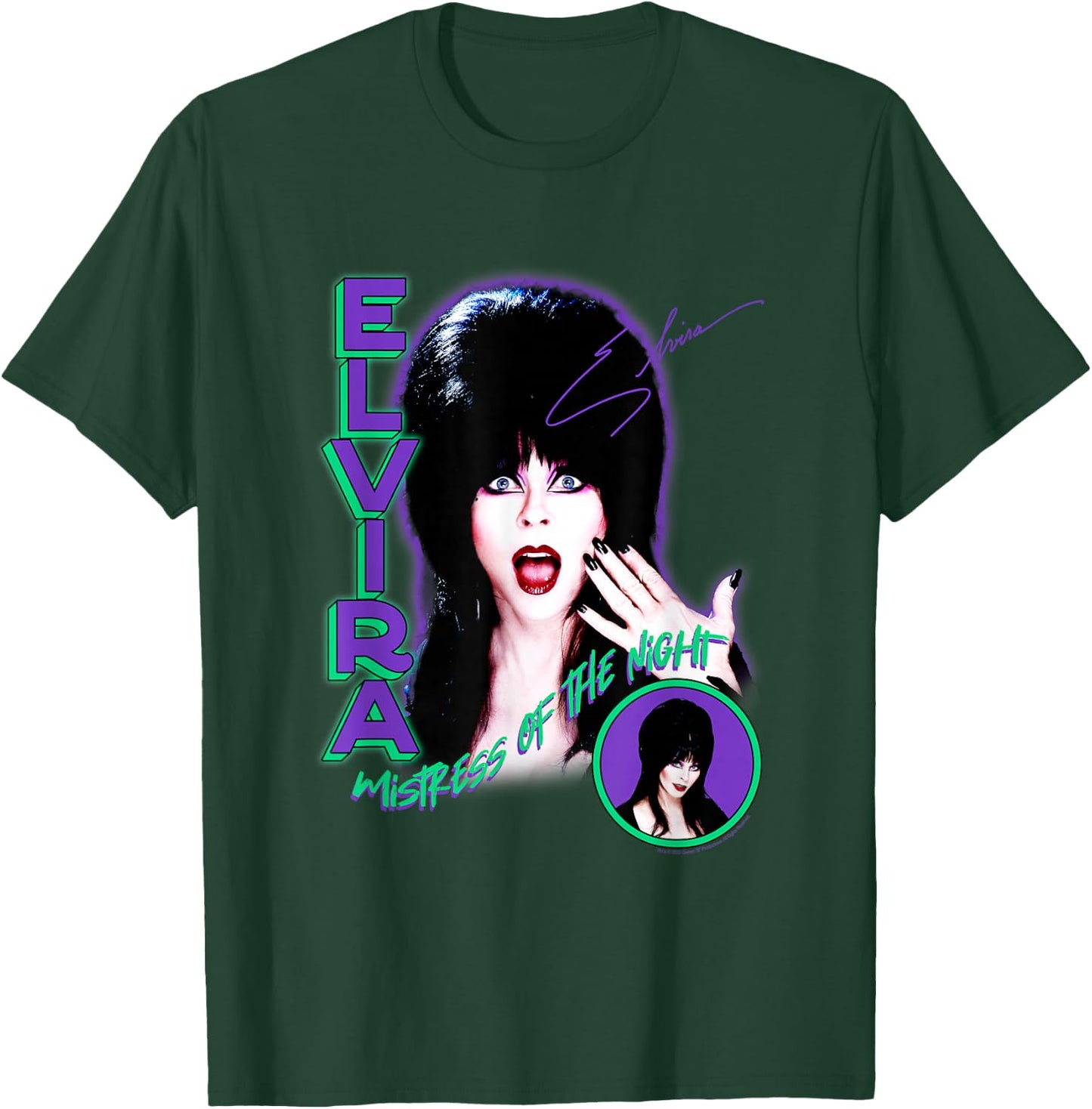 Elvira, Mistress of The Dark Purple and Green Horror T-Shirt - T-Shirt | Forest