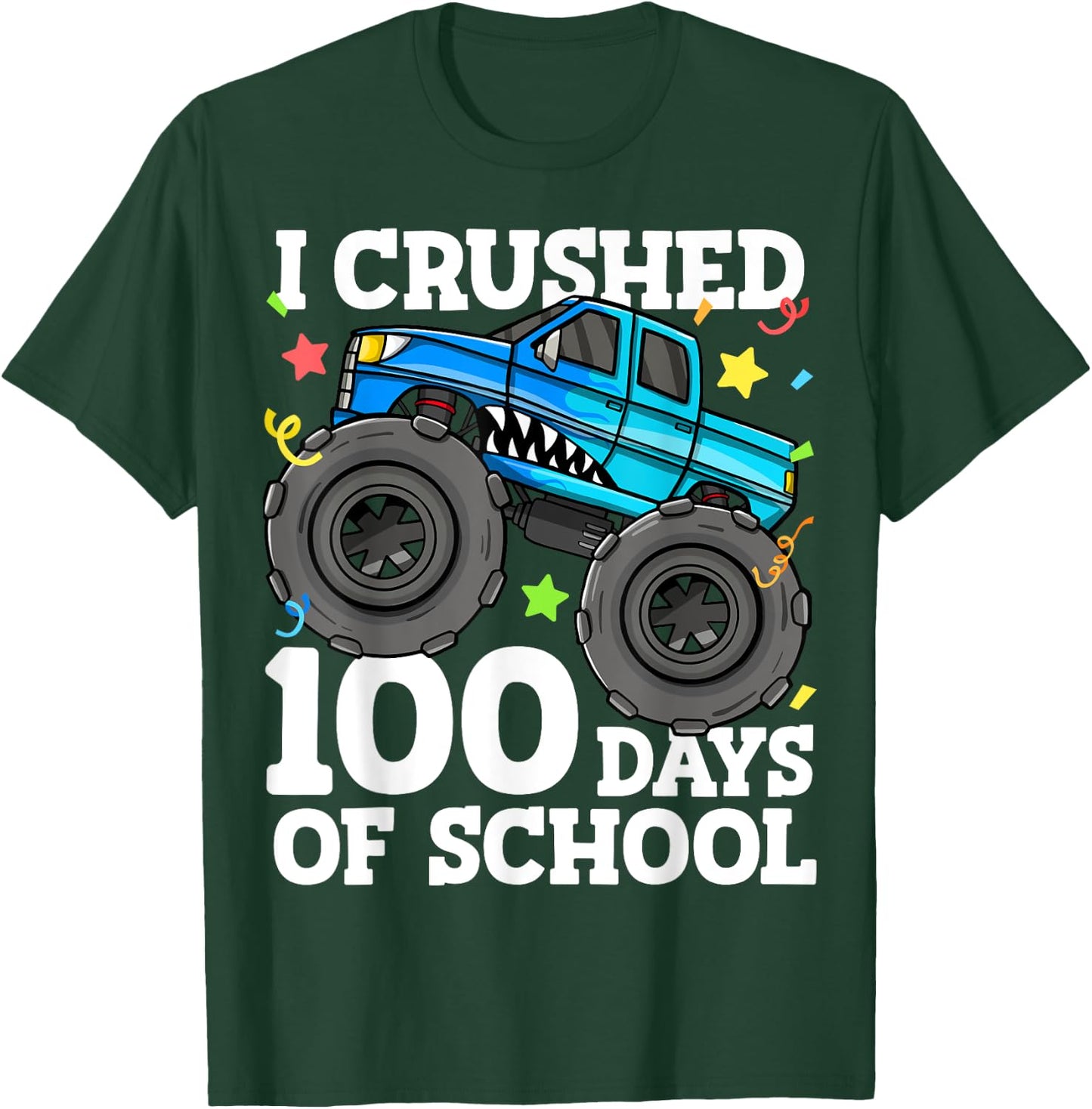 100 Days of School Monster Truck 100th Day of School Boys T-Shirt - T-Shirt | Forest