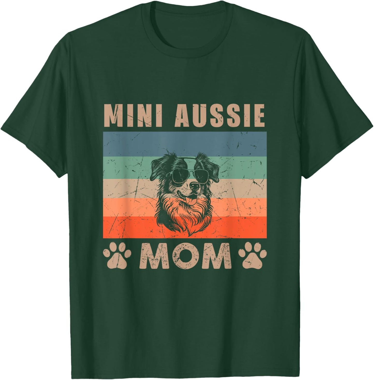 Vintage Mini Aussie Mom Gifts Funny Dog Lover Mother's Day Women Kids T-Shirt - T-Shirt | Forest