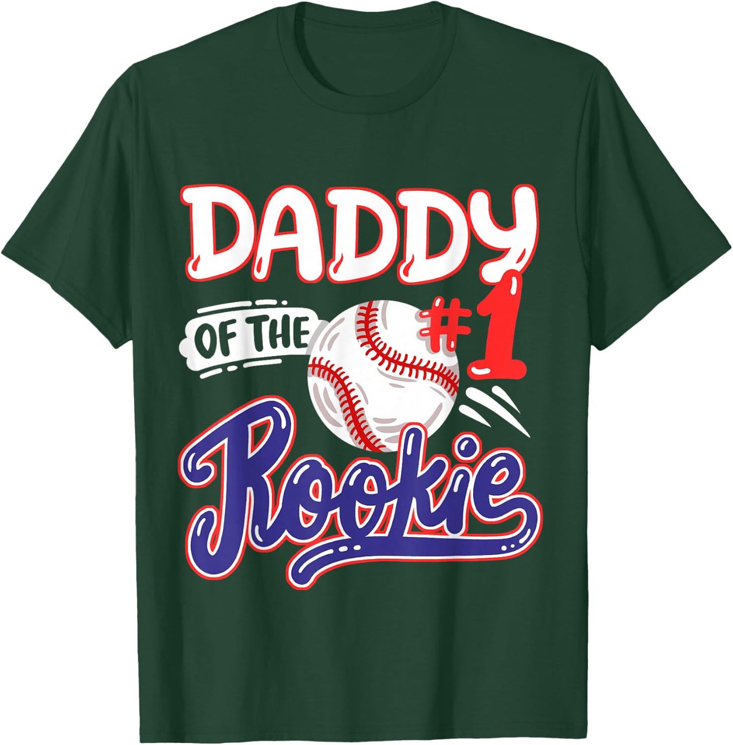 Daddy of Rookie 1st Baseball Birthday Party Theme Matching T-Shirt - T-Shirt | Forest