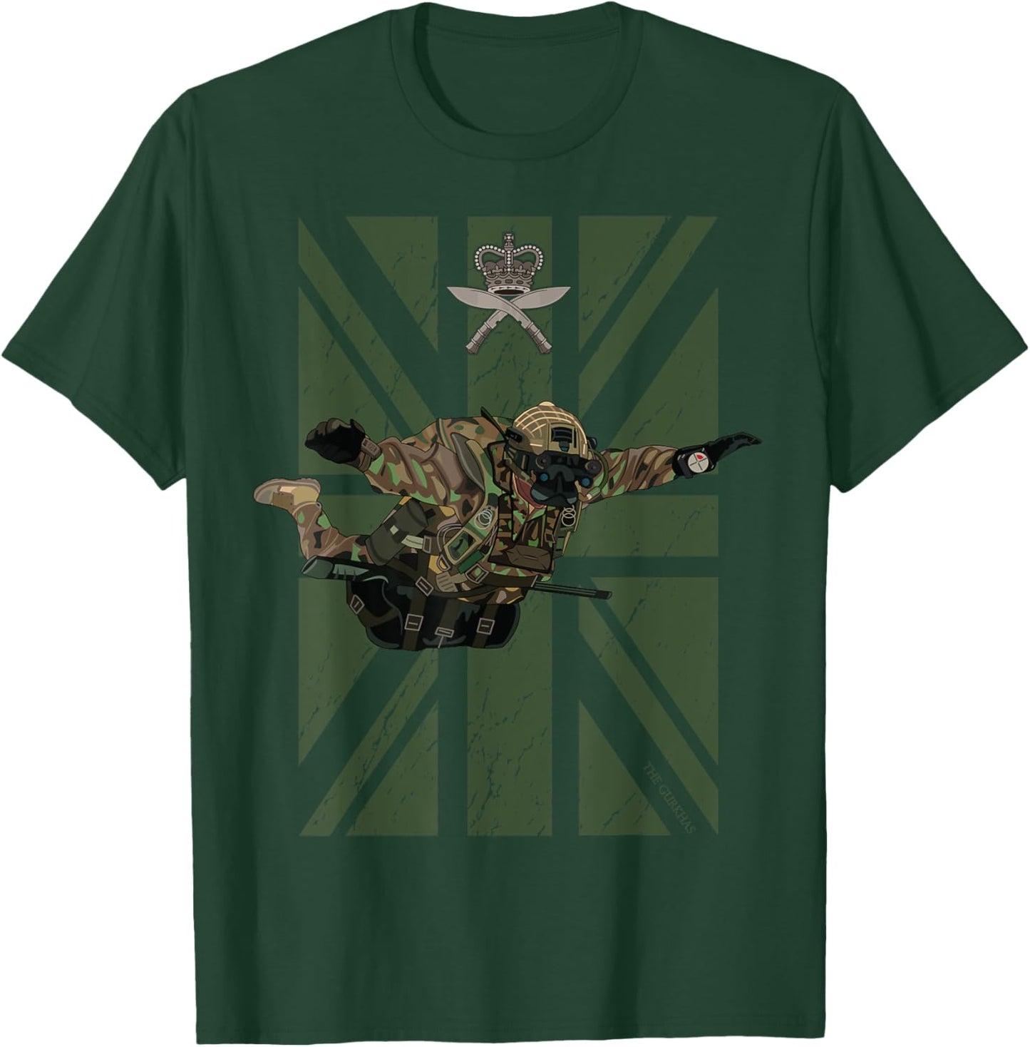 Gurkha Rifles British Special Force Military Paratrooper T-Shirt - T-Shirt | Forest