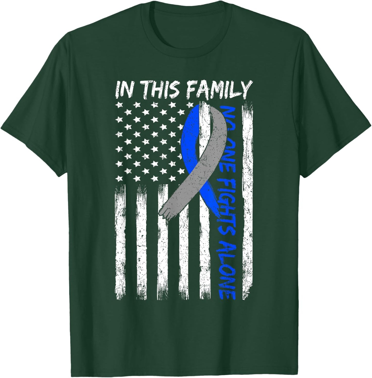 In This Family No One Fights Diabetes Alone USA Flag Outfit T-Shirt - T-Shirt | Forest