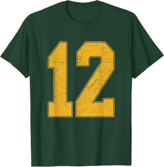 Number 12 Numbered Uniform Sports Team Jersey 12th Birthday T-Shirt - T-Shirt | Forest