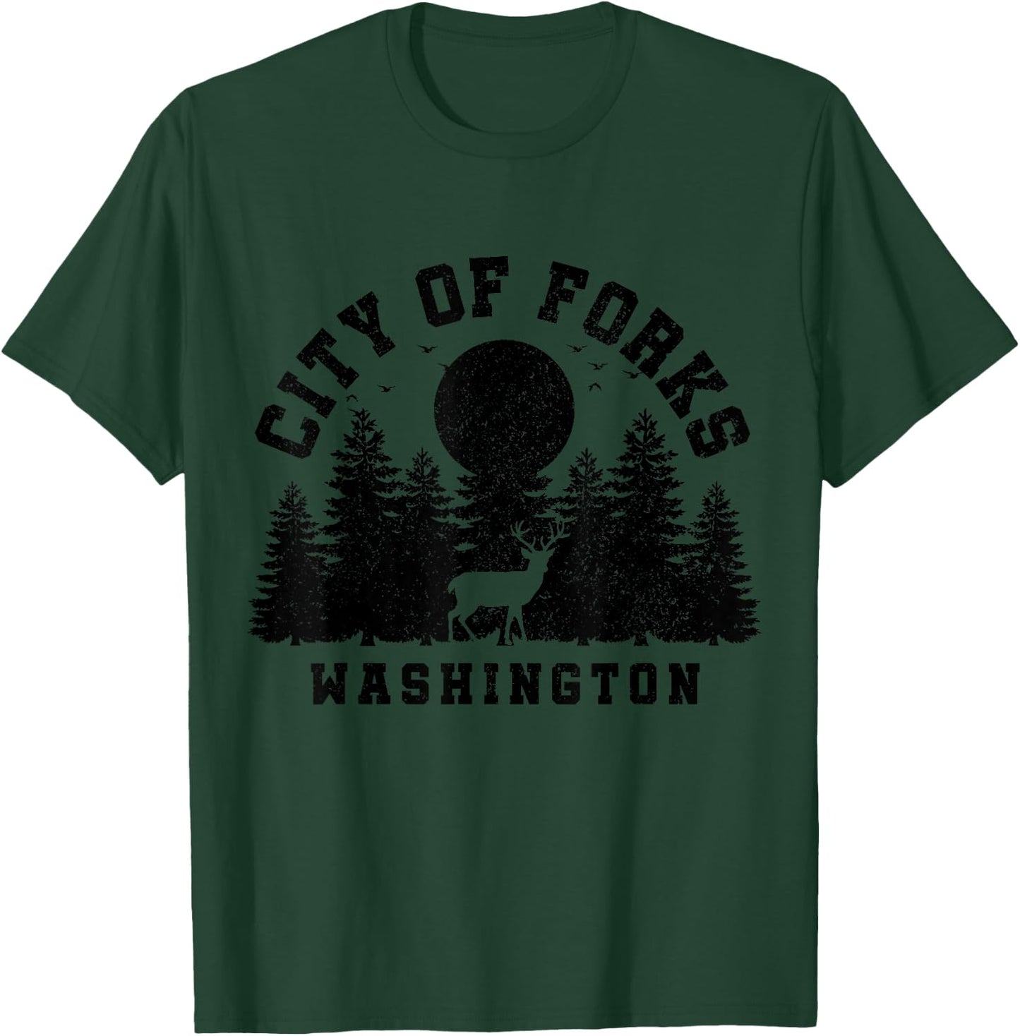 City Of Forks Washington Deer Nature Hiking Camping Pride T-Shirt - T-Shirt | Forest