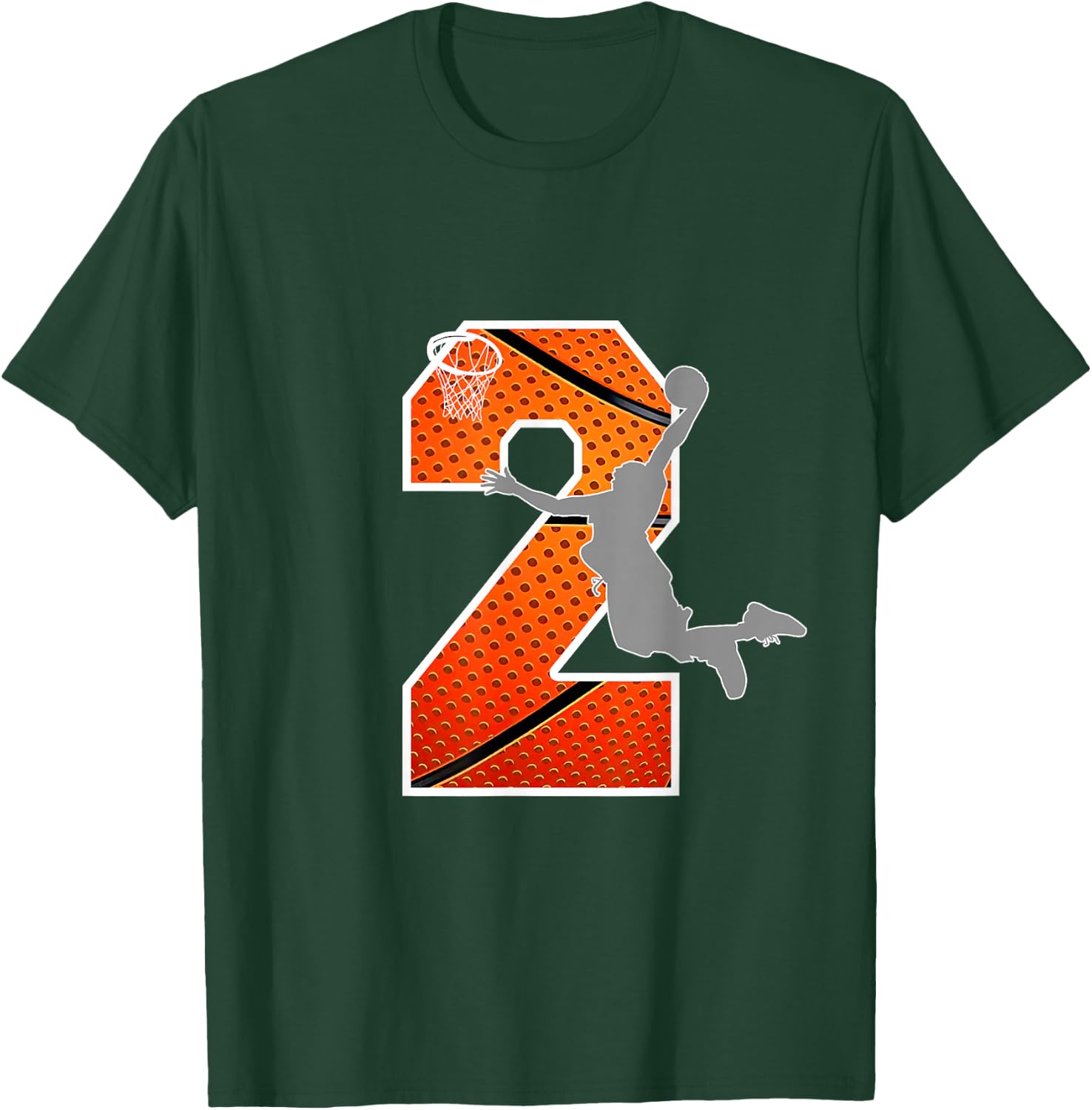 Kids 2 Years Old 2nd Basketball Birthday Party Boys Girls T-Shirt - T-Shirt | Forest