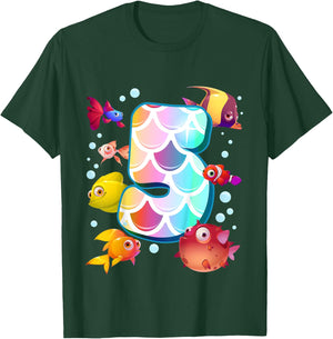 Kids 5th Birthday Rainbow Fish Tetra Popper Fish T-Shirt - T-Shirt | Forest