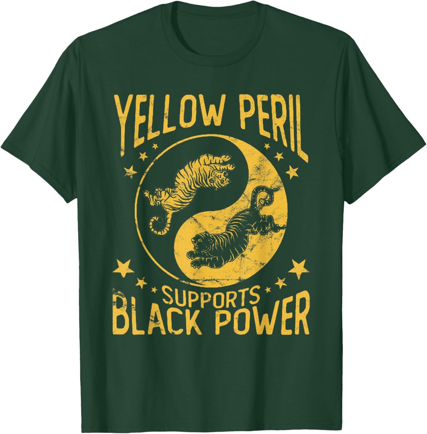 Vintage Yellow Peril Supports Black Power, Tiger T-Shirt - T-Shirt | Forest