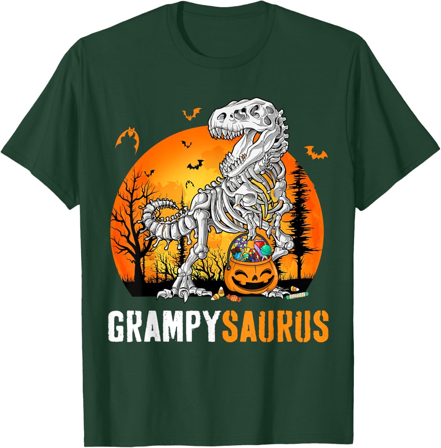 Grampysaurus Dinosaur Skeleton Halloween Grampy Saurus T-Shirt - T-Shirt | Forest