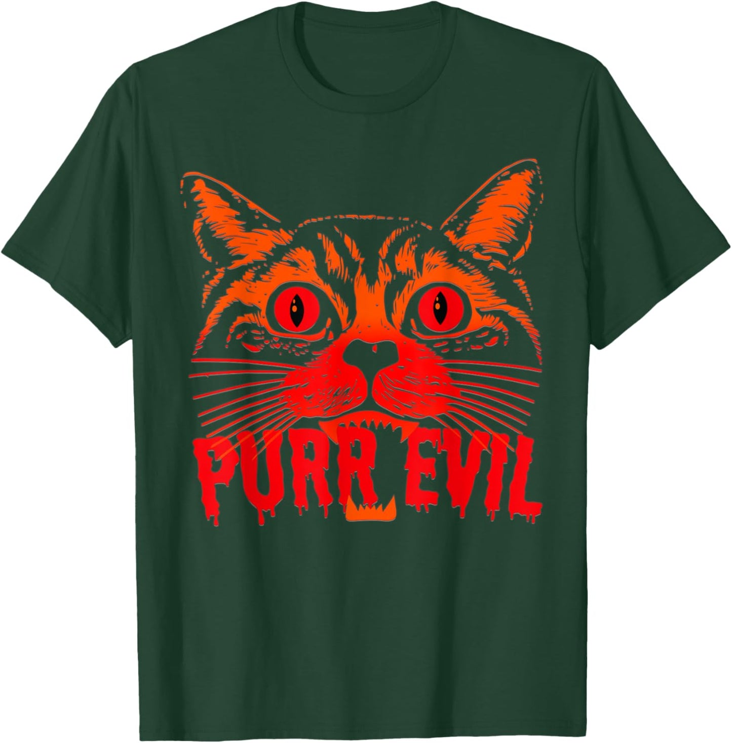 Purr Evil Satanic Cat Spooky design for Halloween Men Women T-Shirt - T-Shirt | Forest