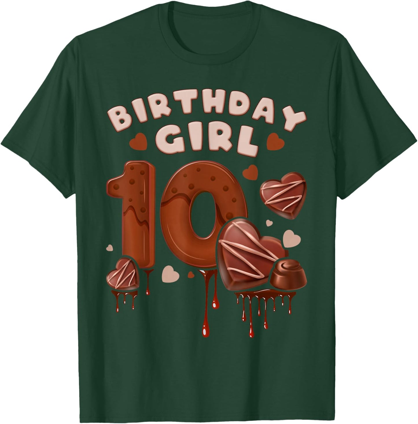 Birthday Girl 10 Years, Chocolate and Big Number 10 T-Shirt - T-Shirt | Forest