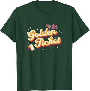 Willy Wonka & The Chocolate Factory Golden Ticket Retro Logo T-Shirt - T-Shirt | Forest