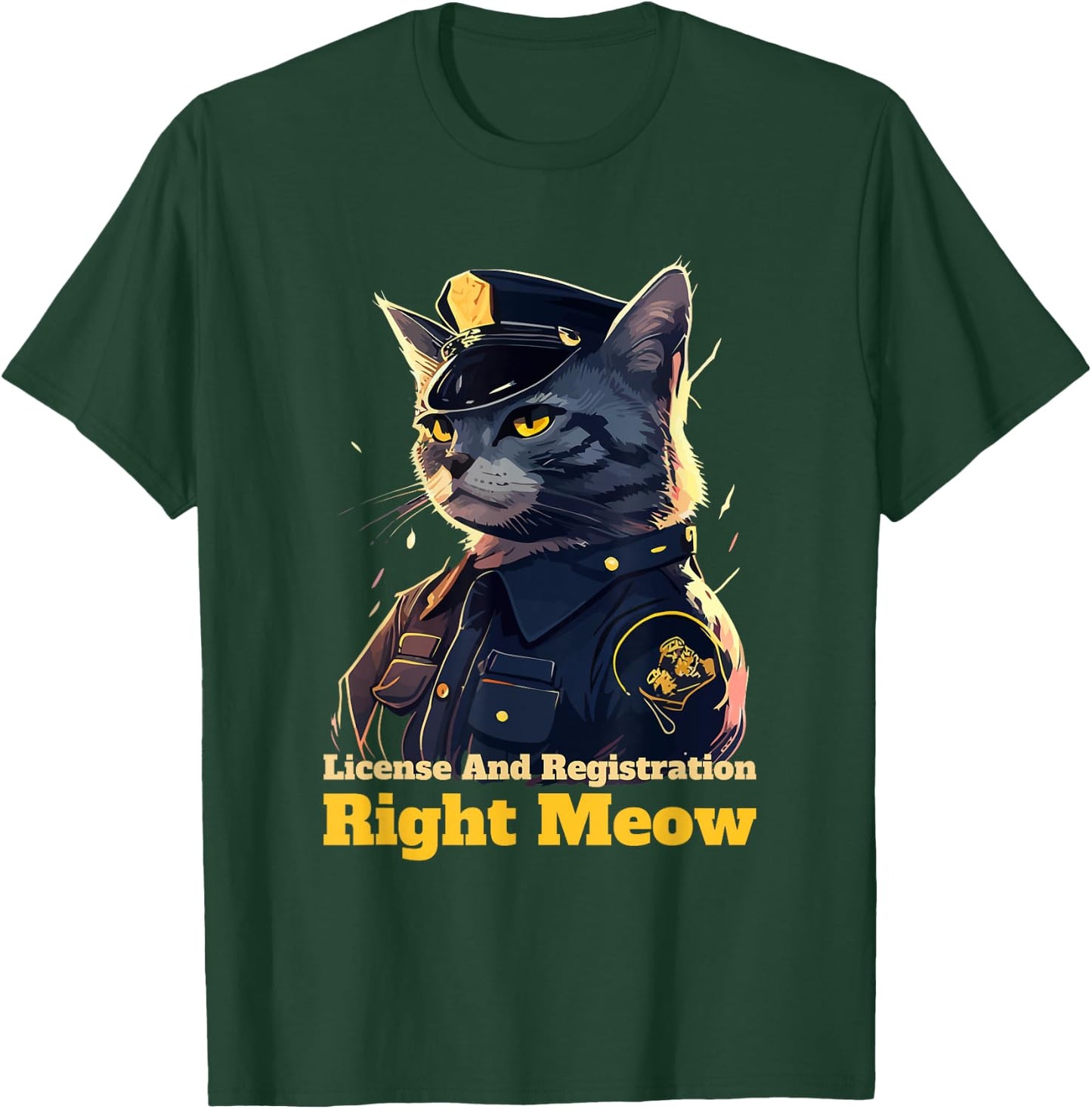 Right Meow Police Cat Pun Cop Officer Blue Line Kitten Lover Women Kids T-Shirt - T-Shirt | Forest