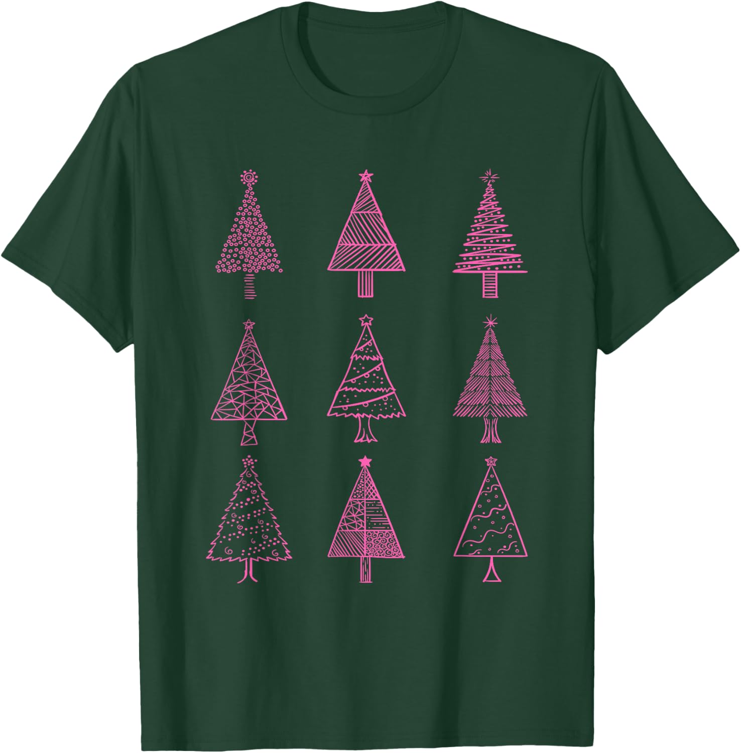 Hot Pink Christmas Tree Collection Fashion Design T-Shirt - T-Shirt | Forest