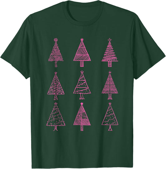 Hot Pink Christmas Tree Collection Fashion Design T-Shirt - T-Shirt | Forest