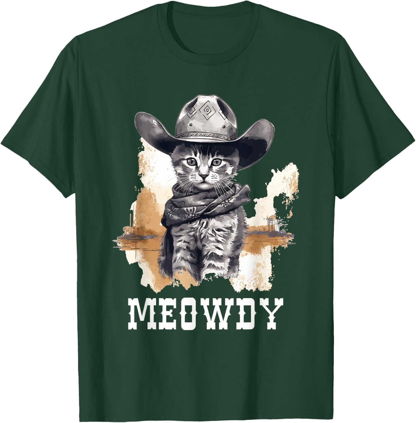 Funny Cat Cowboy Cowgirl Meow Howdy Meowdy T-Shirt - T-Shirt | Forest