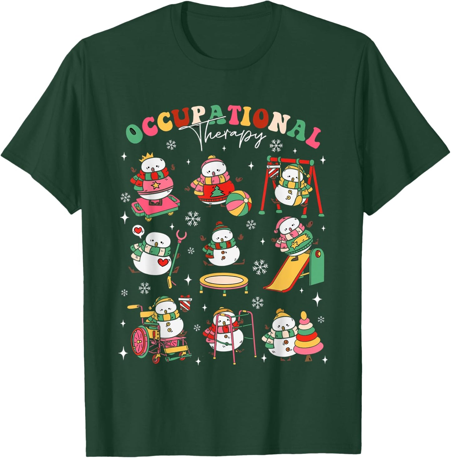 Retro Occupational Therapy Christmas Snowman OT OTA Women T-Shirt - T-Shirt | Forest
