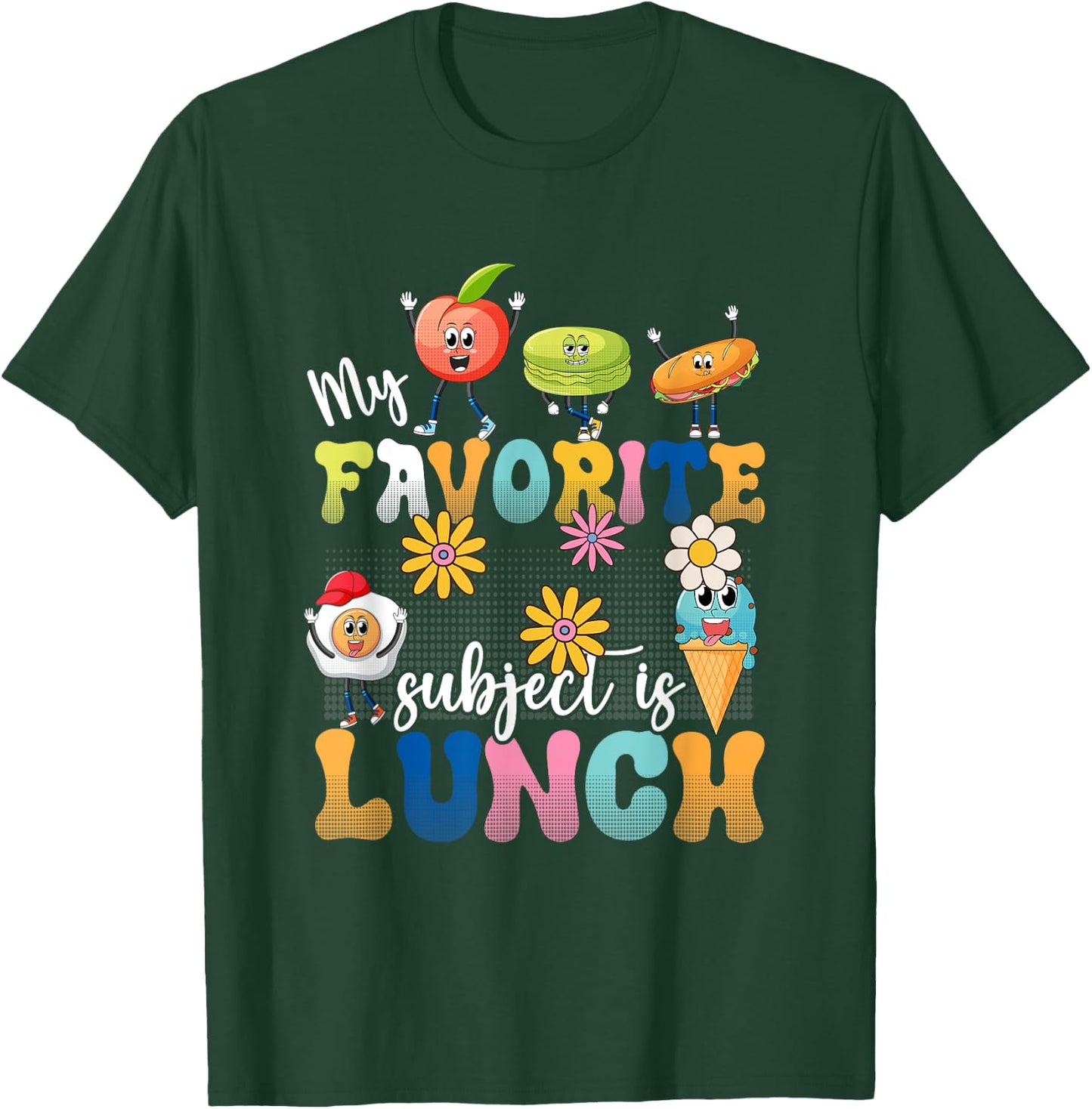 My Favorite Subject Is Lunch Lady Cafeteria Crew Retro 80s T-Shirt - T-Shirt | Forest