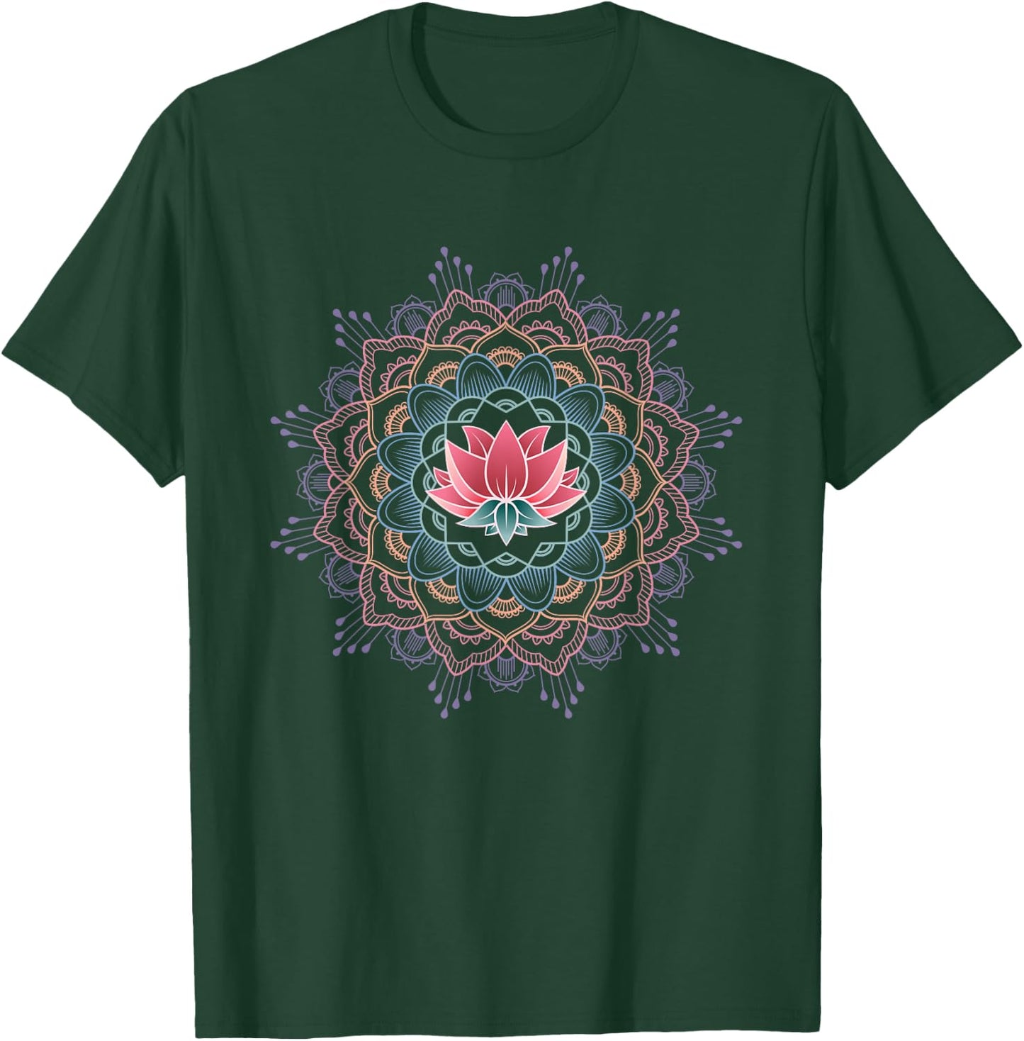 Pink & Purple Lotus Flower Mandala Meditation T-Shirt - T-Shirt | Forest