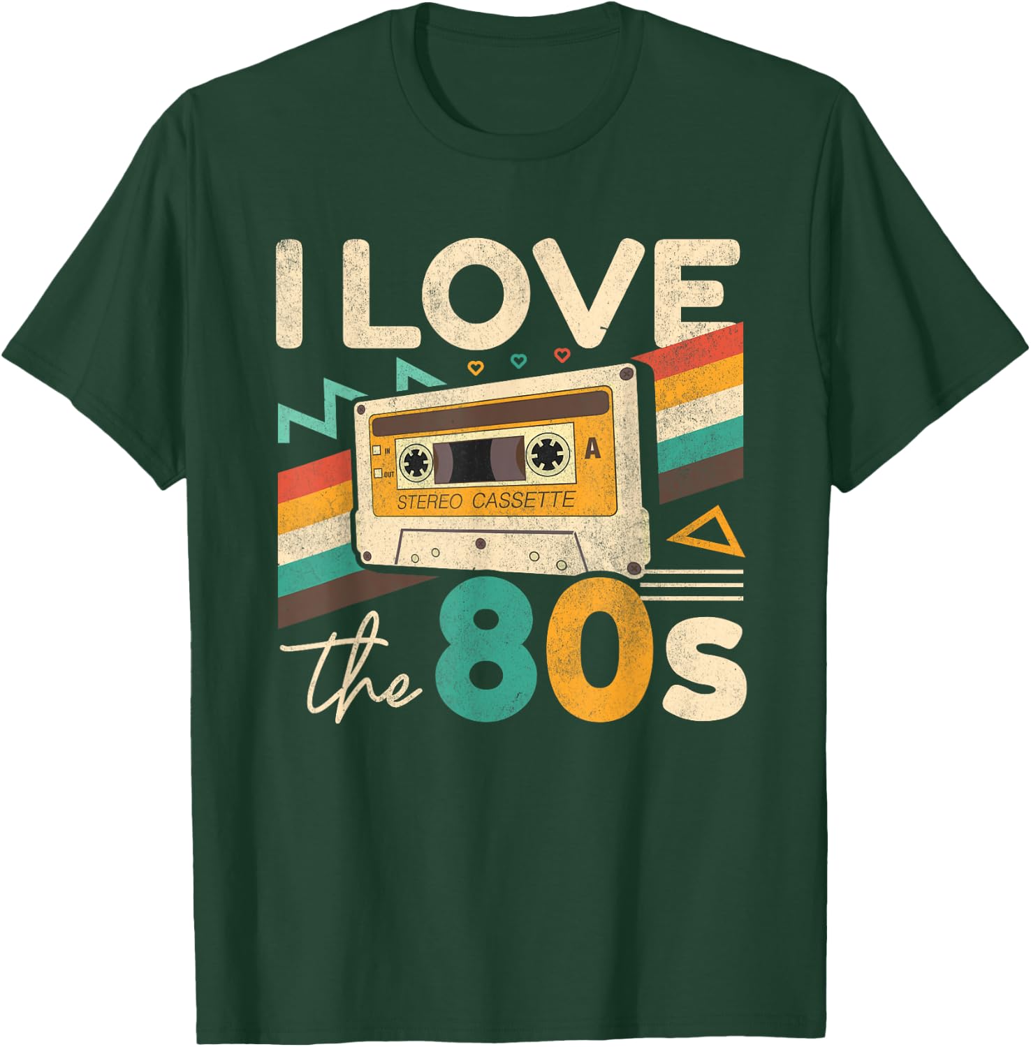 Vintage 80s Women Men I Love The 80's Cassette Party Retro T-Shirt - T-Shirt | Forest