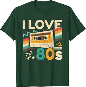 Vintage 80s Women Men I Love The 80's Cassette Party Retro T-Shirt - T-Shirt | Forest