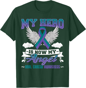 My Hero Is Now My Angel Anal Cancer Awareness Day Supporter T-Shirt - T-Shirt | Forest
