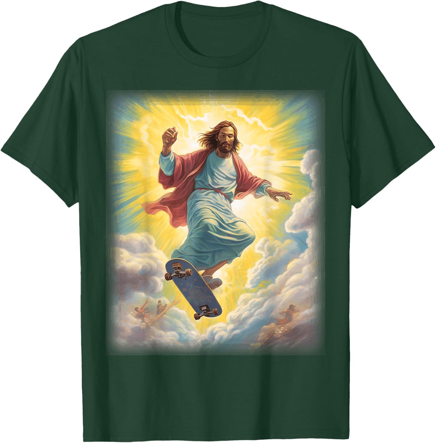 Halleluja and Gifts Jesus Skateboarder Heaven Skateboard Christian -Adults Black Short Sleeve T-Shirt - T-Shirt | Forest