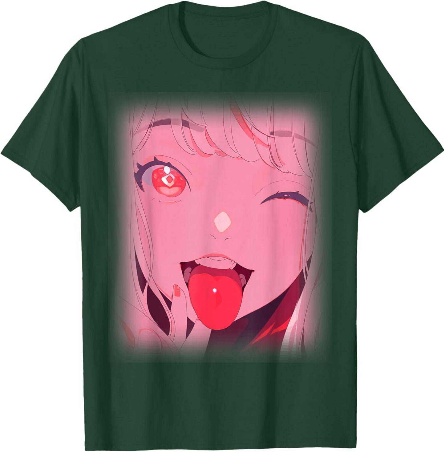 Anime Girl Tongue Out Waifu Japanese Aesthetic Kawaii Otaku T-Shirt - T-Shirt | Forest