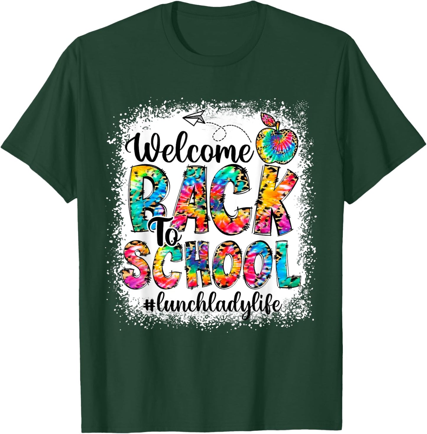 Welcome Back To School Lunch Lady Life Leopard Print Tie Dye T-Shirt - T-Shirt | Forest