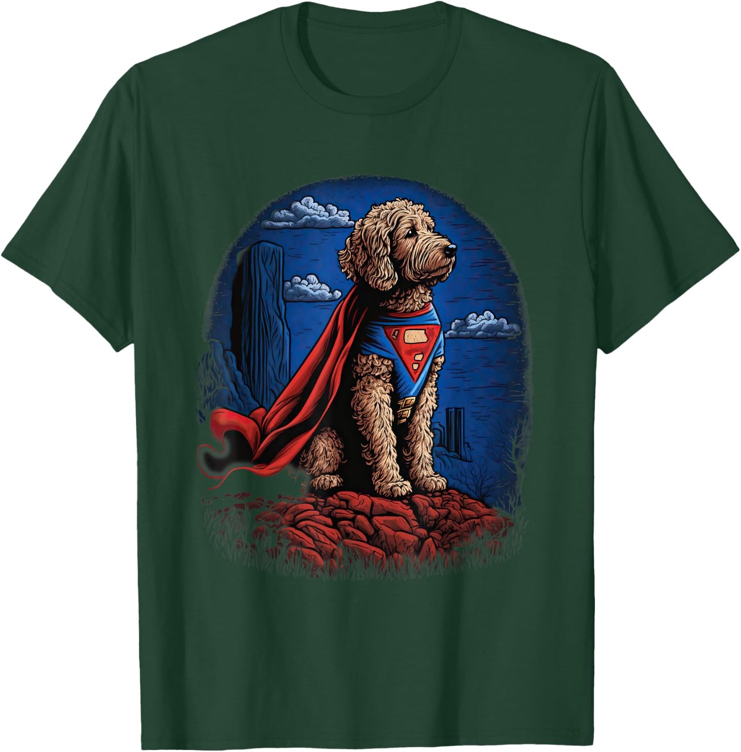 Super Power Superhero Labradoodle Dog Men Women Kids T-Shirt - T-Shirt | Forest
