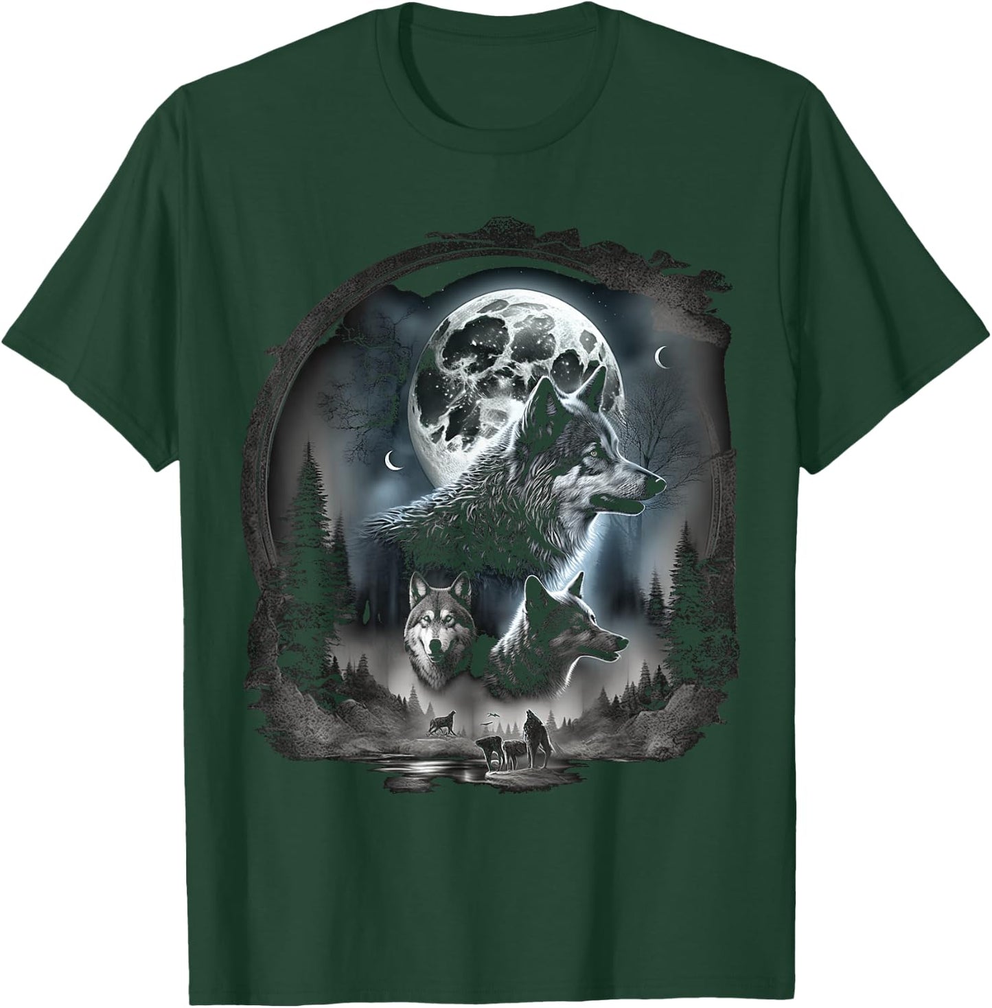 Wolves howling at moon wolf wild animal T-Shirt - T-Shirt | Forest