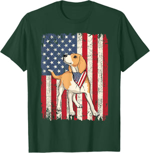 Beagle - American Flag 4th Of July Dog Trainer Puppy Lover T-Shirt - T-Shirt | Forest