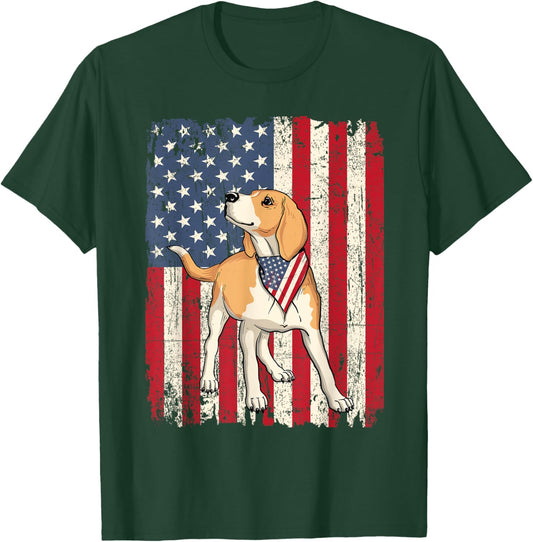 Beagle - American Flag 4th Of July Dog Trainer Puppy Lover T-Shirt - T-Shirt | Forest