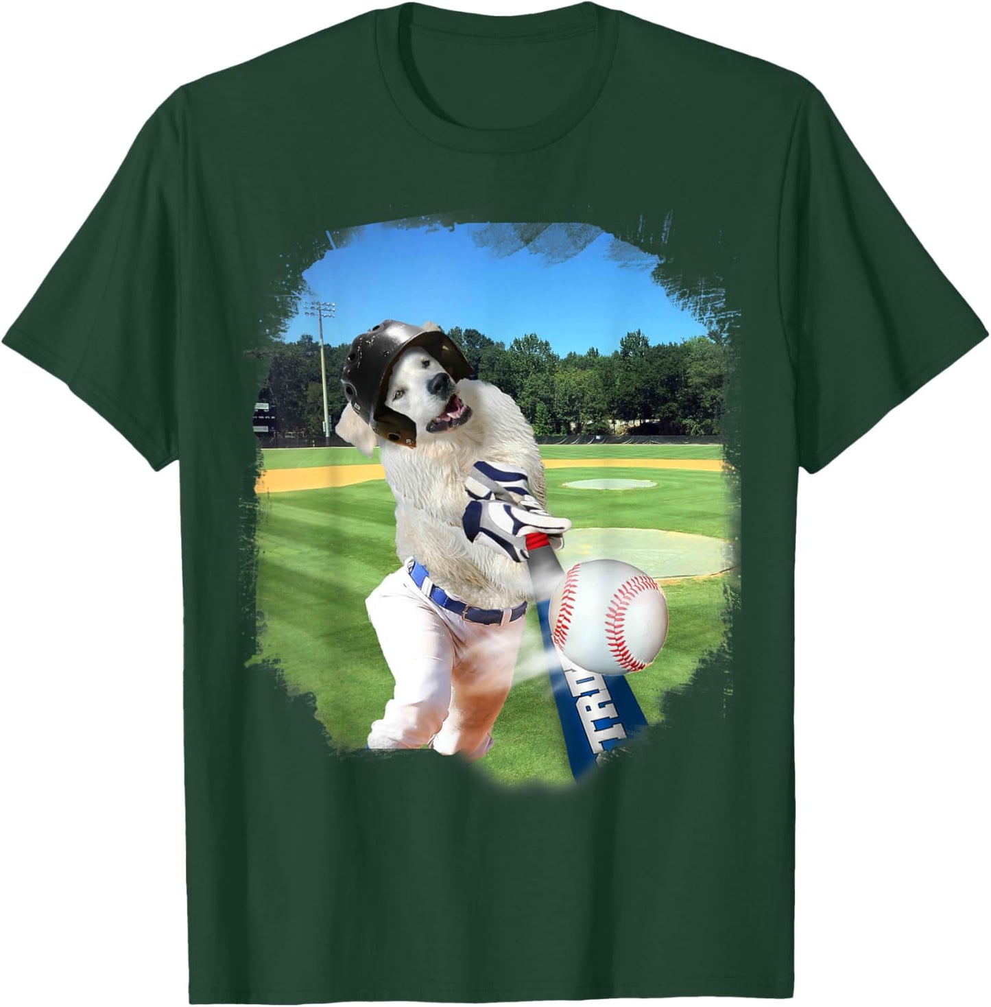 Golden Retriever Dog Playing Baseball T-Shirt - T-Shirt | Forest