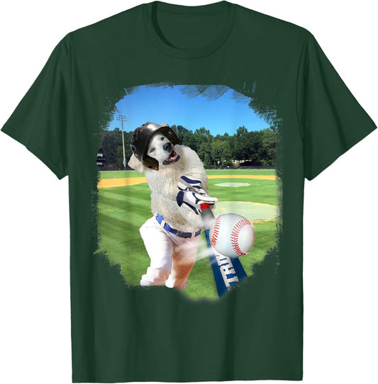 Golden Retriever Dog Playing Baseball T-Shirt - T-Shirt | Forest