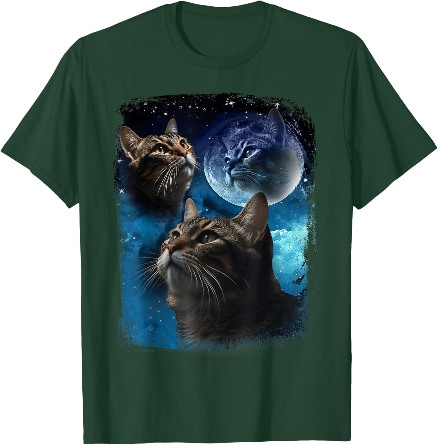 Cats Howl at Moon Funny Vintage Three Cat Howling Wolf Meme T-Shirt - T-Shirt | Forest