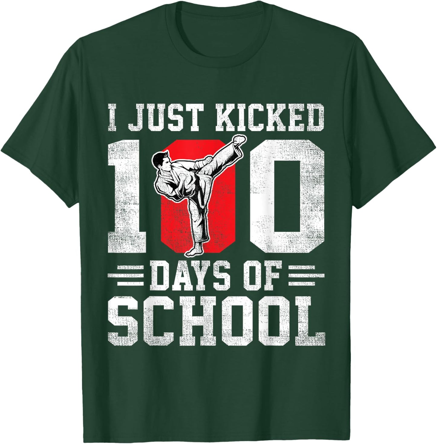 I Just Kicked 100 Days Of School Karate Boys Girls T-Shirt - T-Shirt | Forest