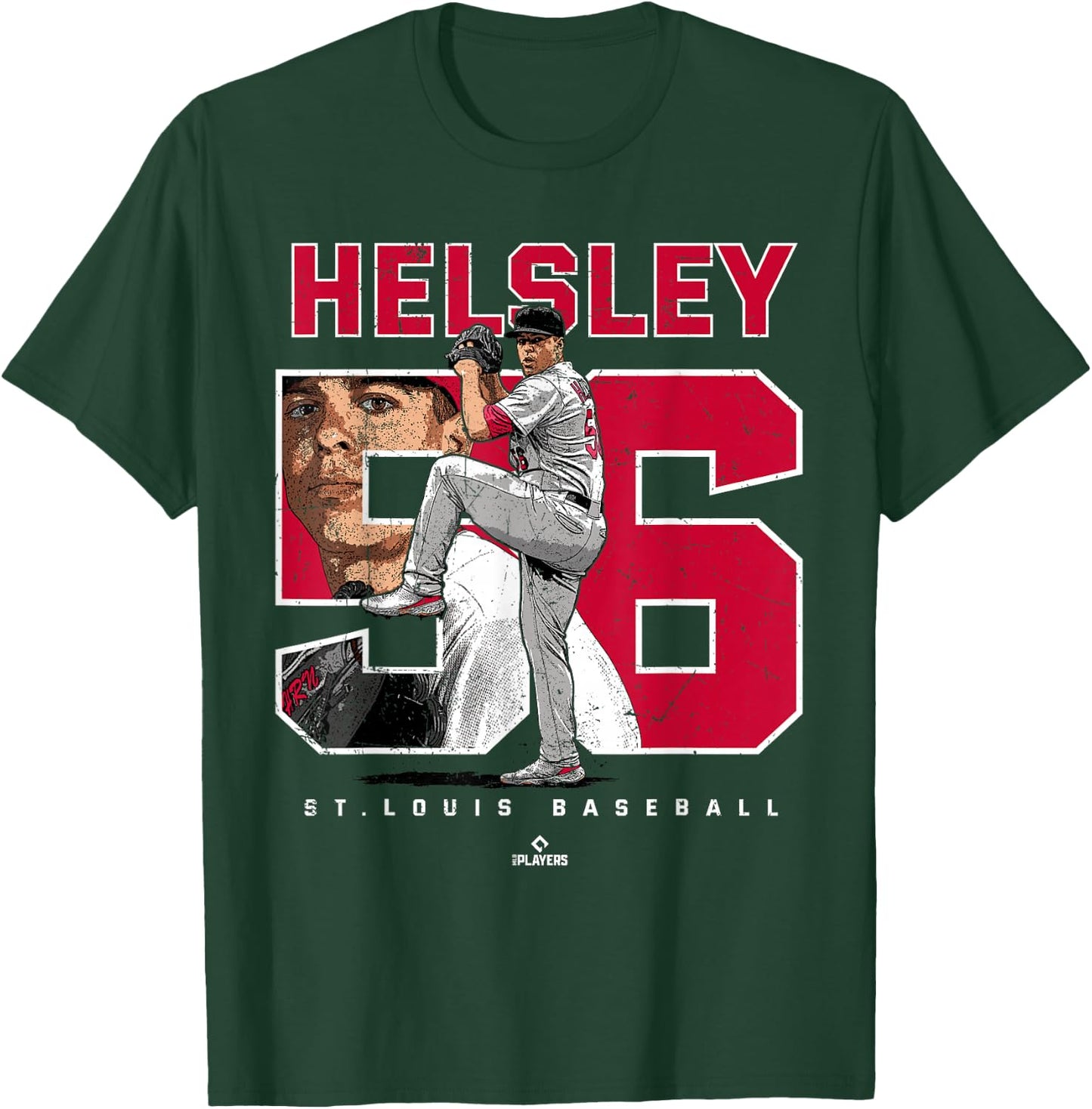 Number and Portrait Ryan Helsley St Louis MLBPA T-Shirt - T-Shirt | Forest