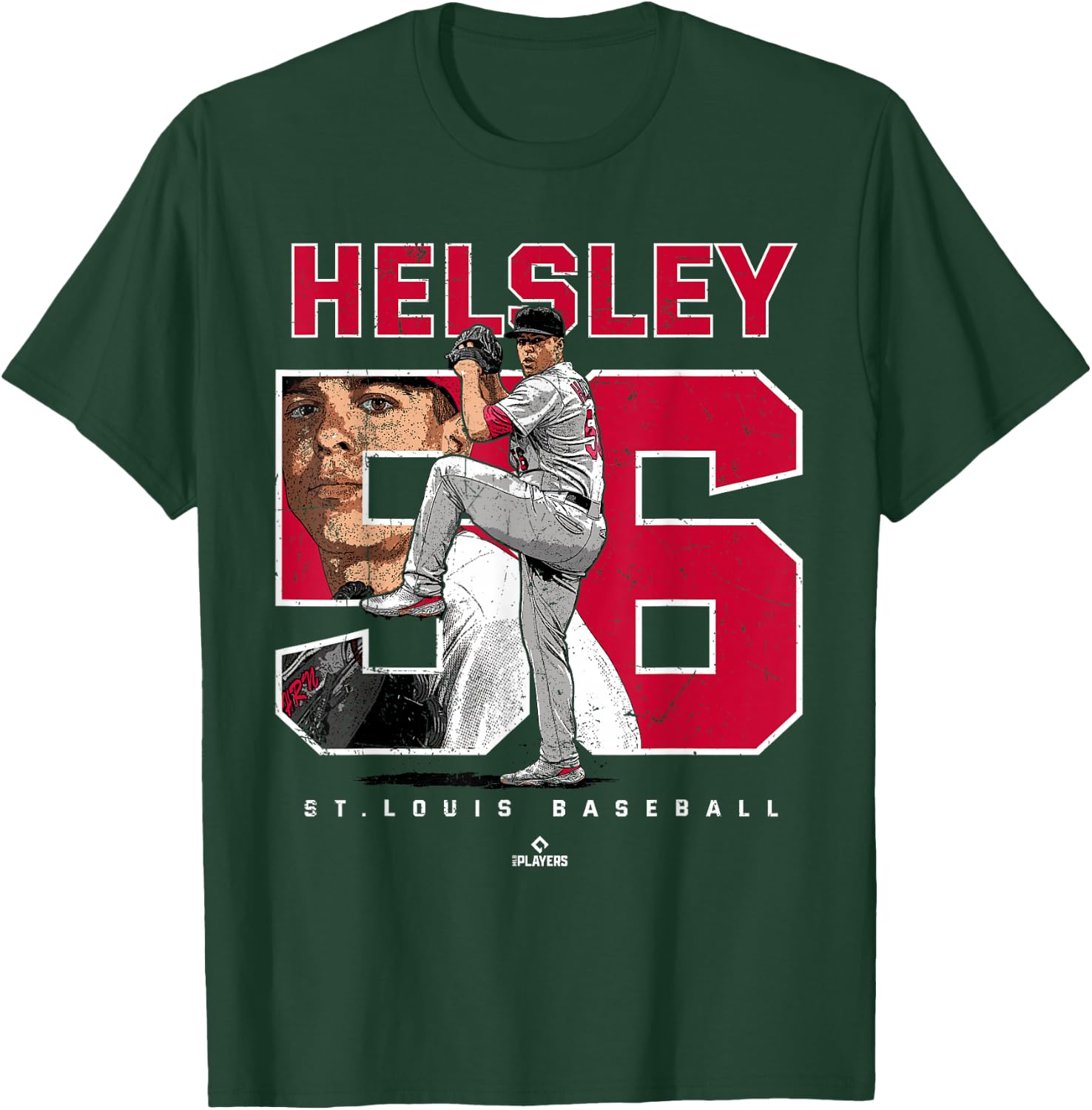 Number and Portrait Ryan Helsley St Louis MLBPA T-Shirt - T-Shirt | Forest